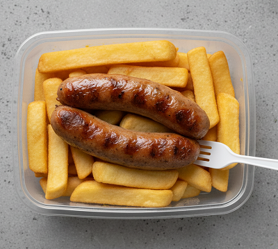 2 Pcs Large Sausage & Chips In A Tray 