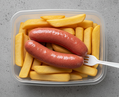 2 Pcs Saveloy & Chips In A Tray 