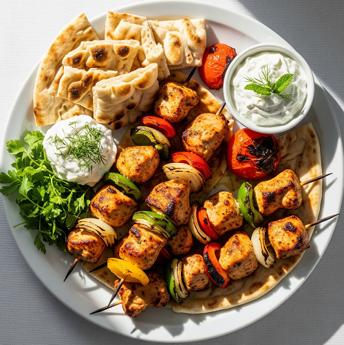 Chicken Kebab, Chips & Salad 