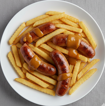 Sausage, Chips & Curry Sauce 
